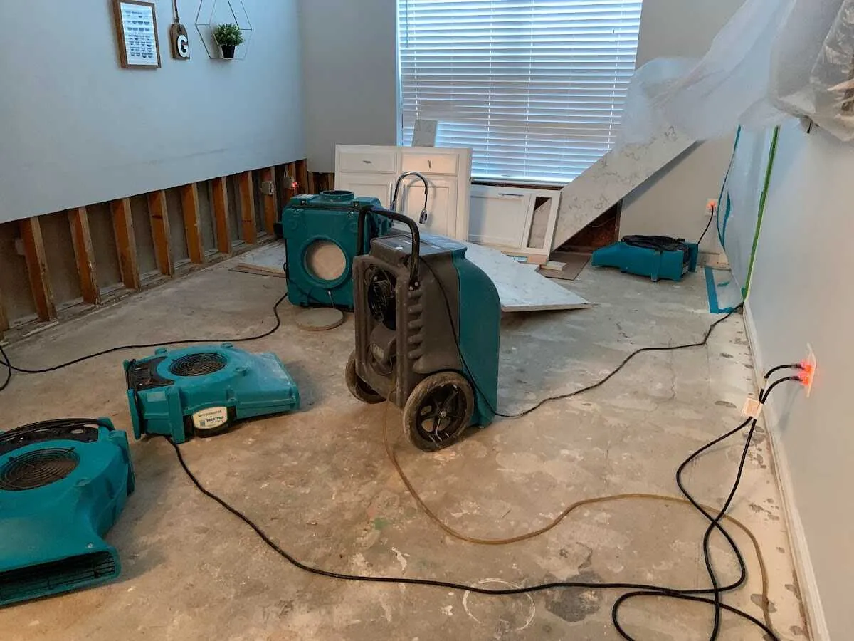 Dehumidifier in flood-cut room for Water Damage Restoration in Canyon Lake